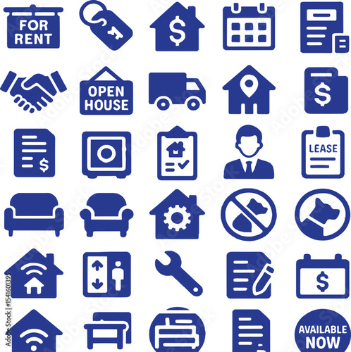 Real estate rental property apartment home house icons set vector illustration graphic design concept