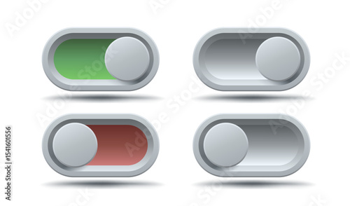 Color set On off switch button ui isolated white background. Vector illustration