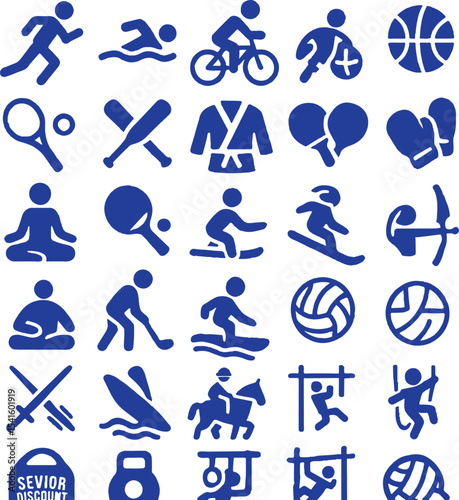Sports and fitness icons vector set illustration for healthy lifestyle and activity designs vector image