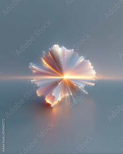 Abstract Radial Motion Paint Explosion with Orange and White Glow