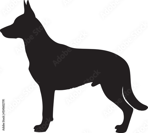 Doberman side profile silhouette in vector format