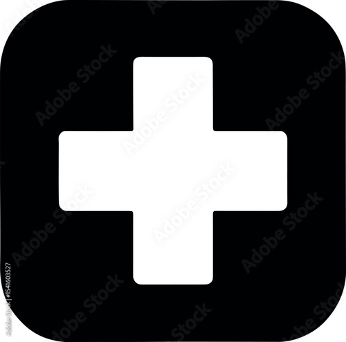 First Aid icon vector black silhouette print design