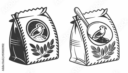 A set of icons depicting packet soluble powder is presented in black and blue hues on a white backdrop