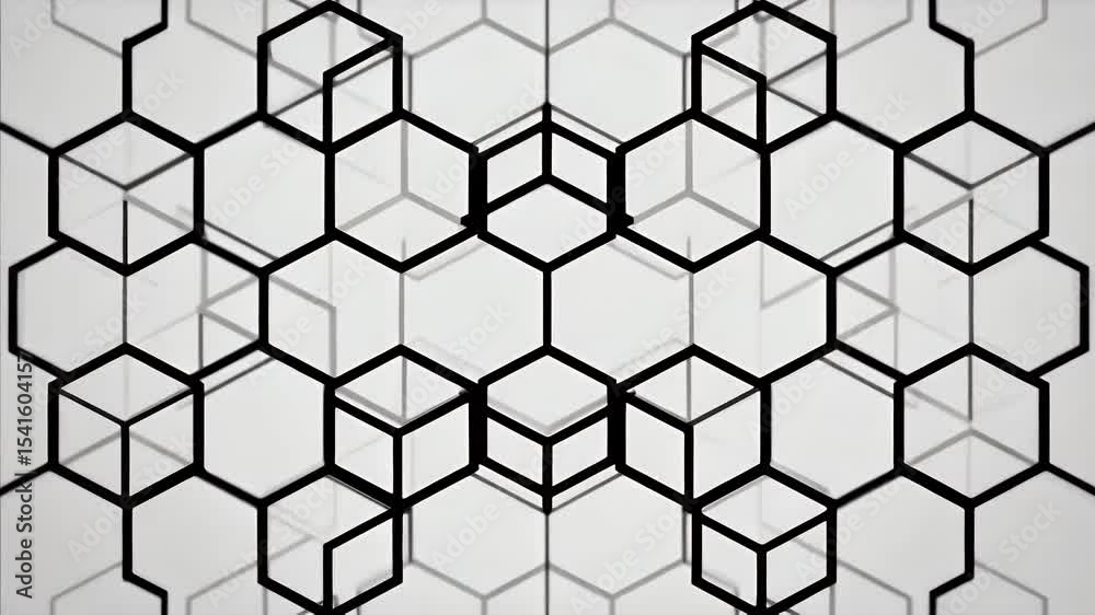 Hexagonal network design. Abstract pattern with geometric shapes, arranged in repeating units