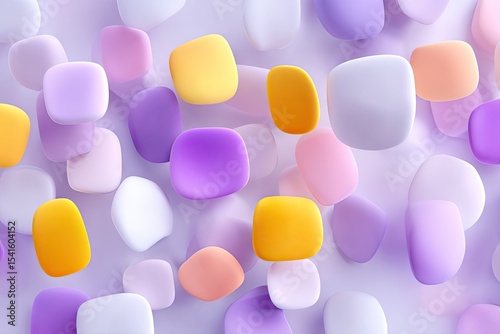 Abstract Rounded Pastel Shapes Forming Seamless Pattern