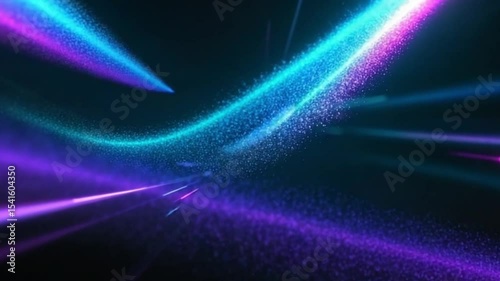 Abstract Neon Particle Flow Dynamic Energy Light Trails Glowing Purple Blue Swirls Futuristic Technology Background Seamless Loop 4 K Ultra H D Visual Effects Motion Graphics