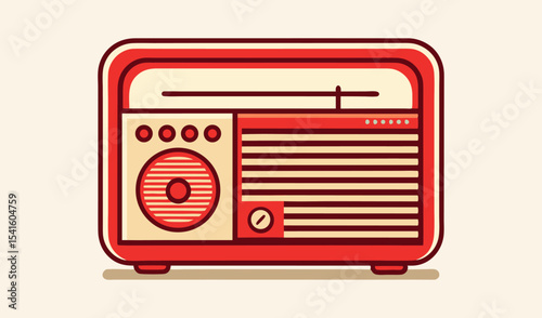 Retro red vintage radio illustration
