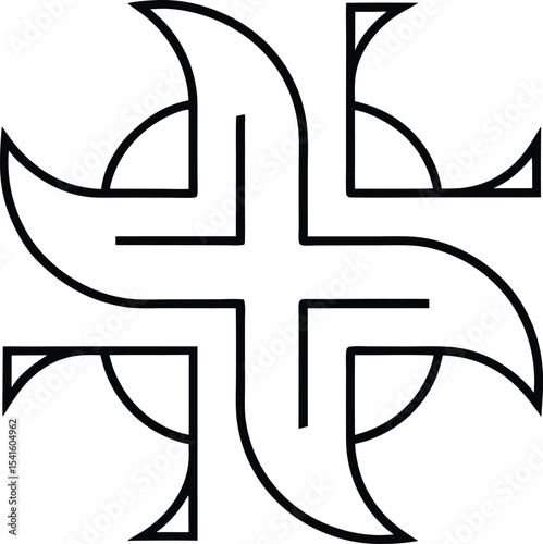 Traditional sacred Swastika in clean black vector lines