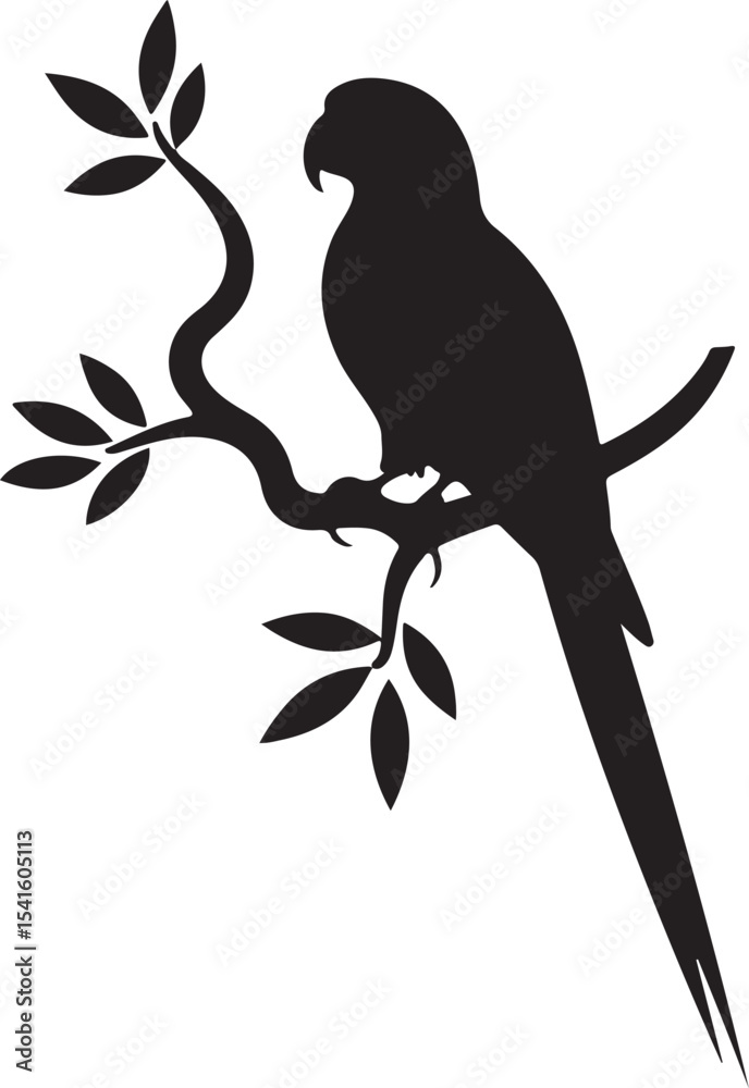 Fototapeta premium Stylish parrot silhouette art for minimalist interior or logo use