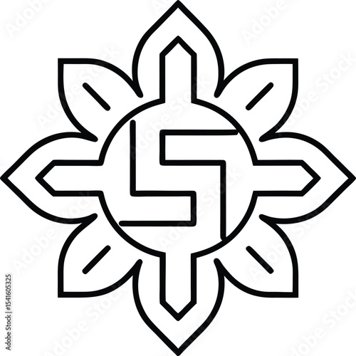 Fine line Swastika design representing Indian heritage