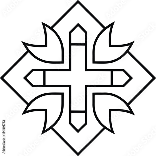 Clean vector Swastika outline representing spiritual balance