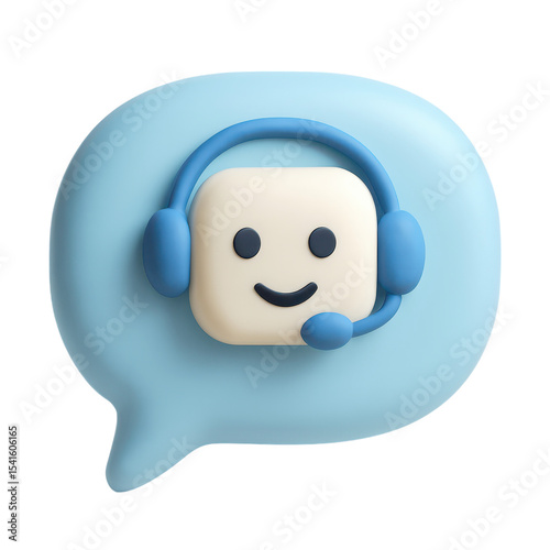 Friendly customer service chat icon with headset