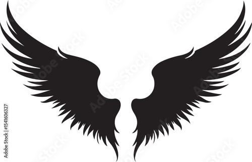 Sketch-style angelic wings silhouette for tattoos