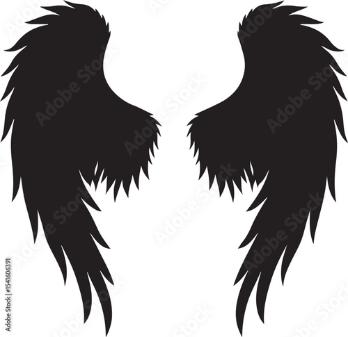 Spiritual angel wings silhouette for religious designs