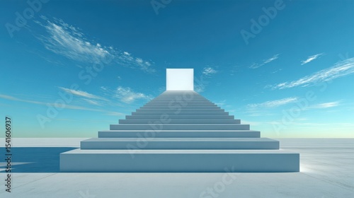 Abstract stairs rising into sky, symbol of elevation and mental liberation