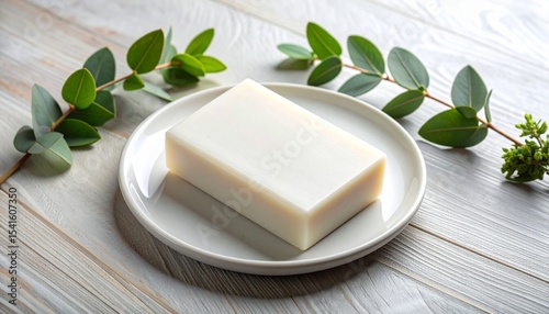 Wallpaper Mural Soap bar on ceramic dish with eucalyptus sprig
 Torontodigital.ca