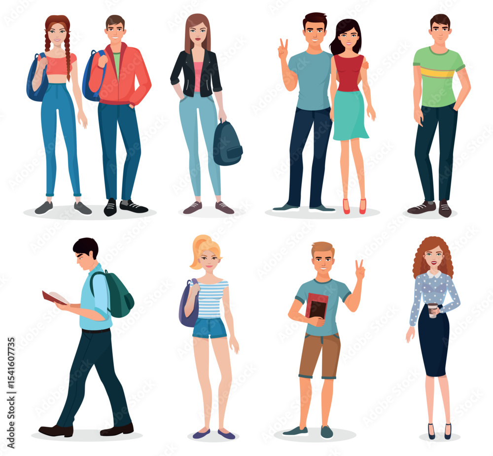 Obraz premium International young people characters and couples collection