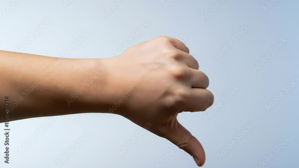 Hand making thumbs down gesture on plain background Hand making thumbs down gesture on plain background