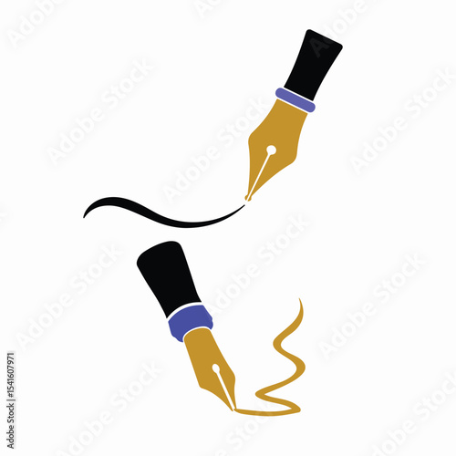gold scribble and pen vector