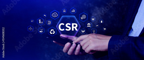 CSR, Corporate social Responsibility concept, global ecology, responsive business organization, environmental, sustainable and ethical business photo
