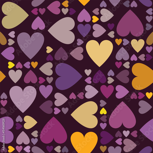 Heart pattern on sangria background in cozy hues