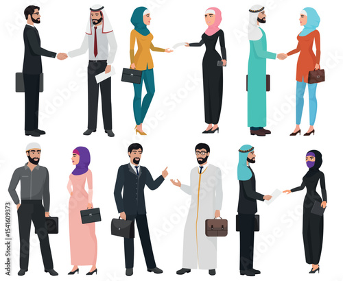 Muslim Arabic business people isolated collection set