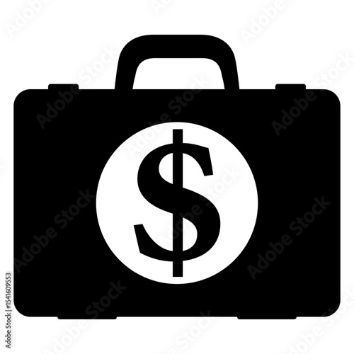 Icono maletín con signo de dólar