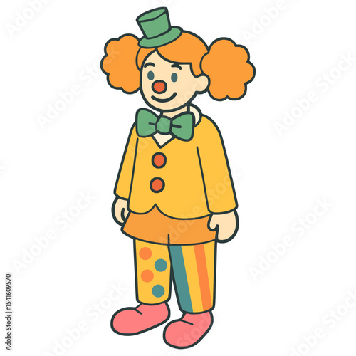 woman clown circus attraction flat color vector illustration template design