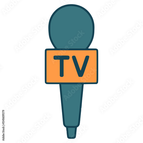 tv reporter microphone flat color vector illustration template design