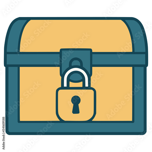 locked treasure chest gold hidden flat color vector illustration template design