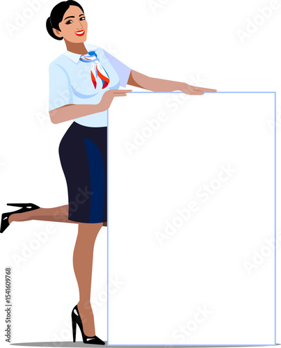 French stewardess points to the ad