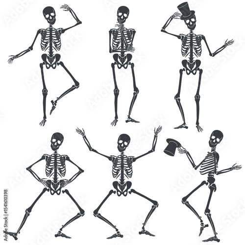 Dancing Skeletons. Different skeleton motion poses isolated
