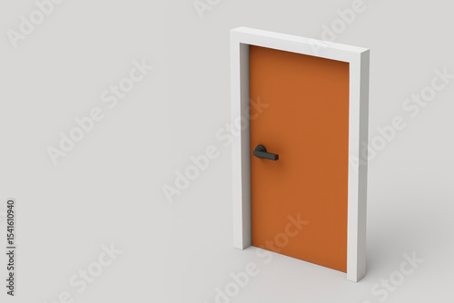 Orange door on a clean background. Space for text.