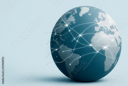 A globe with global digital communication lines. Space for text.