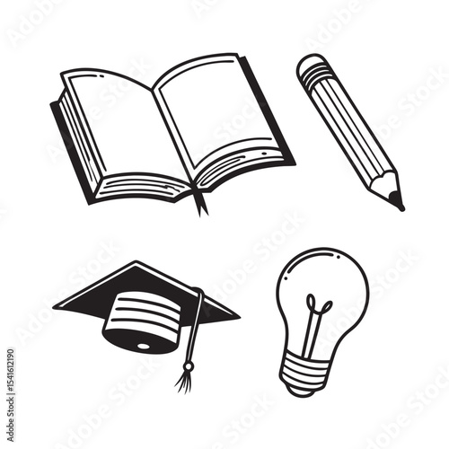 education and school icon set – line art style
