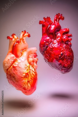 Two realistic-looking hearts