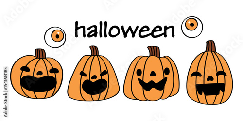 Vector Halloween pumpkins with scary face