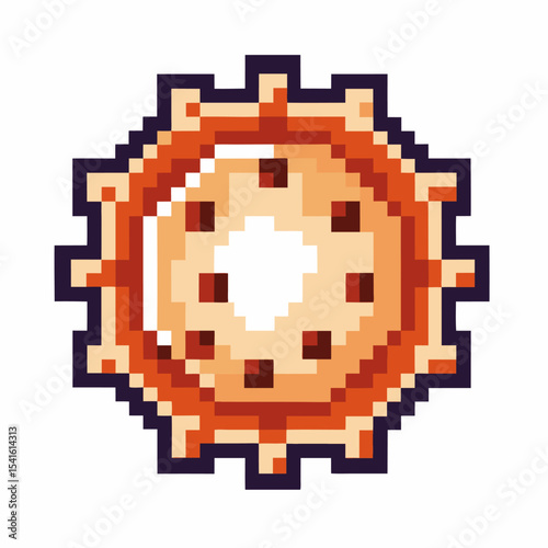 Pixel art gear icon isolated on white retro cogwheel symbol, vintage mechanical machinery, steampunk or engine part