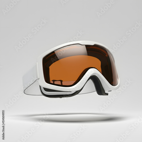 Ski goggles with orange lens, winter sports gear concept
