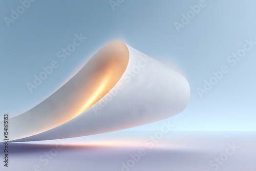 Abstract White Curved Texture with Glowing Light Effect
