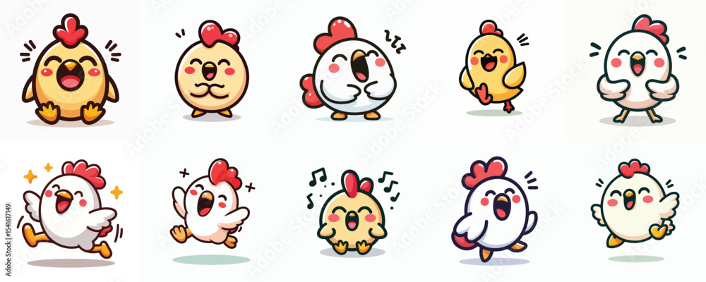Obraz premium vector set of chicks with various expressions