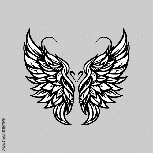 Elegant Black and White Wing Silhouette
