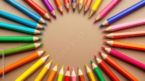 Colorful Pencils Circular Arrangement Ready To Start A New Creative Idea