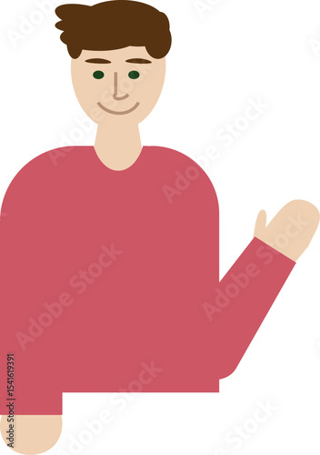 Man in red shirt vector image, avatar, human icon