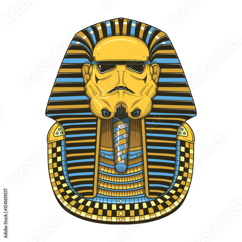 Illustration of golden pharaoh Egypt star wars face mascot char vector unique creative style emblem poster