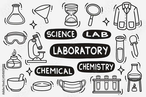 set of laboratory doodle good for background, wallpaper, element design, icon, etc