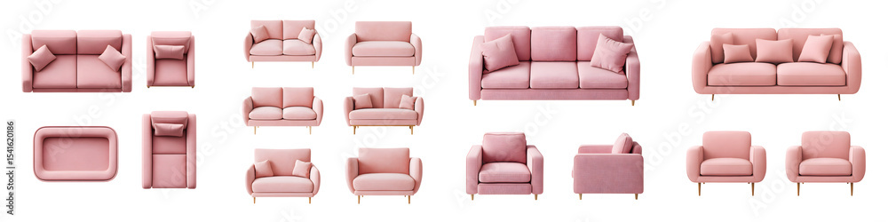 A collection of modern pink sofas and living room furniture A collection of modern pink sofas and living room furniture