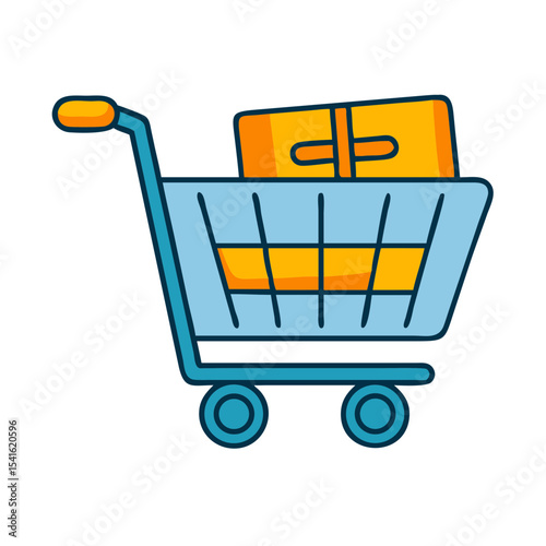 Shopping cart icon with suitcase