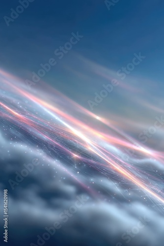 Aerial View of City Lights Through Foggy Clouds at Night