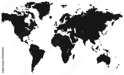 Vertical bold line shape world map showcasing earth pattern